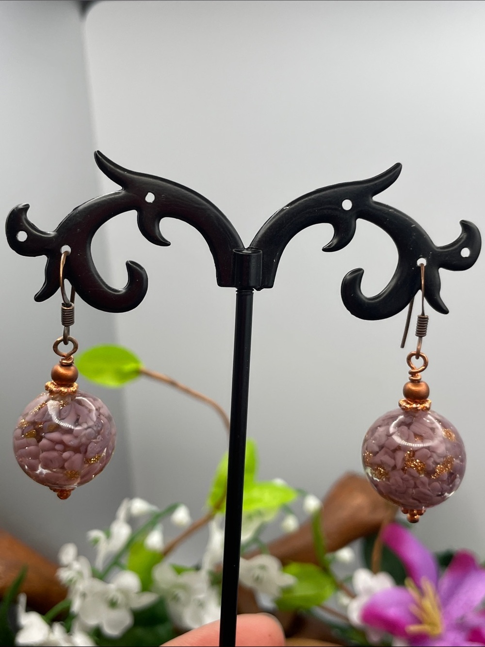Venetian glass ball pierced earrings vintage